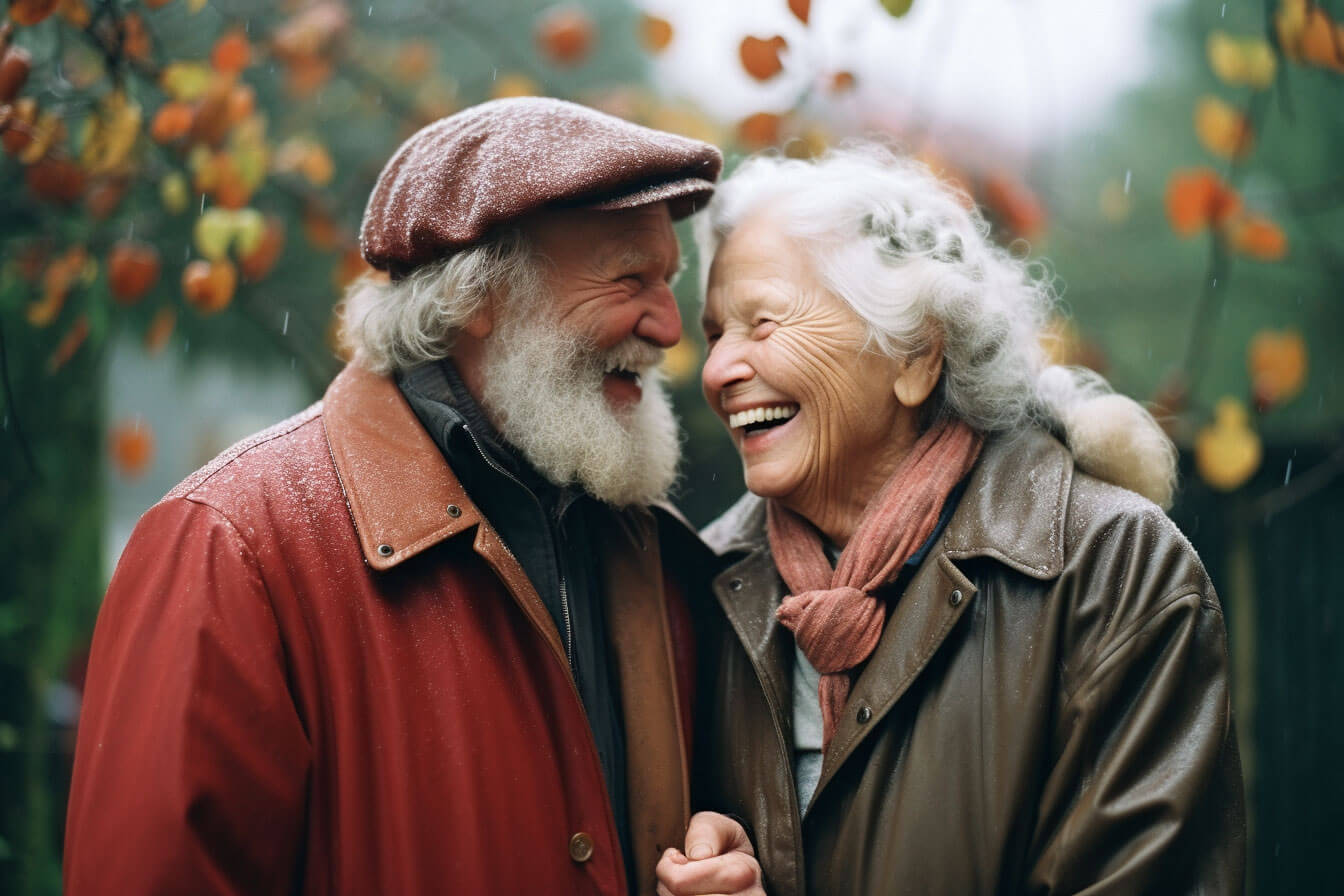 starsza para uśmiecha się