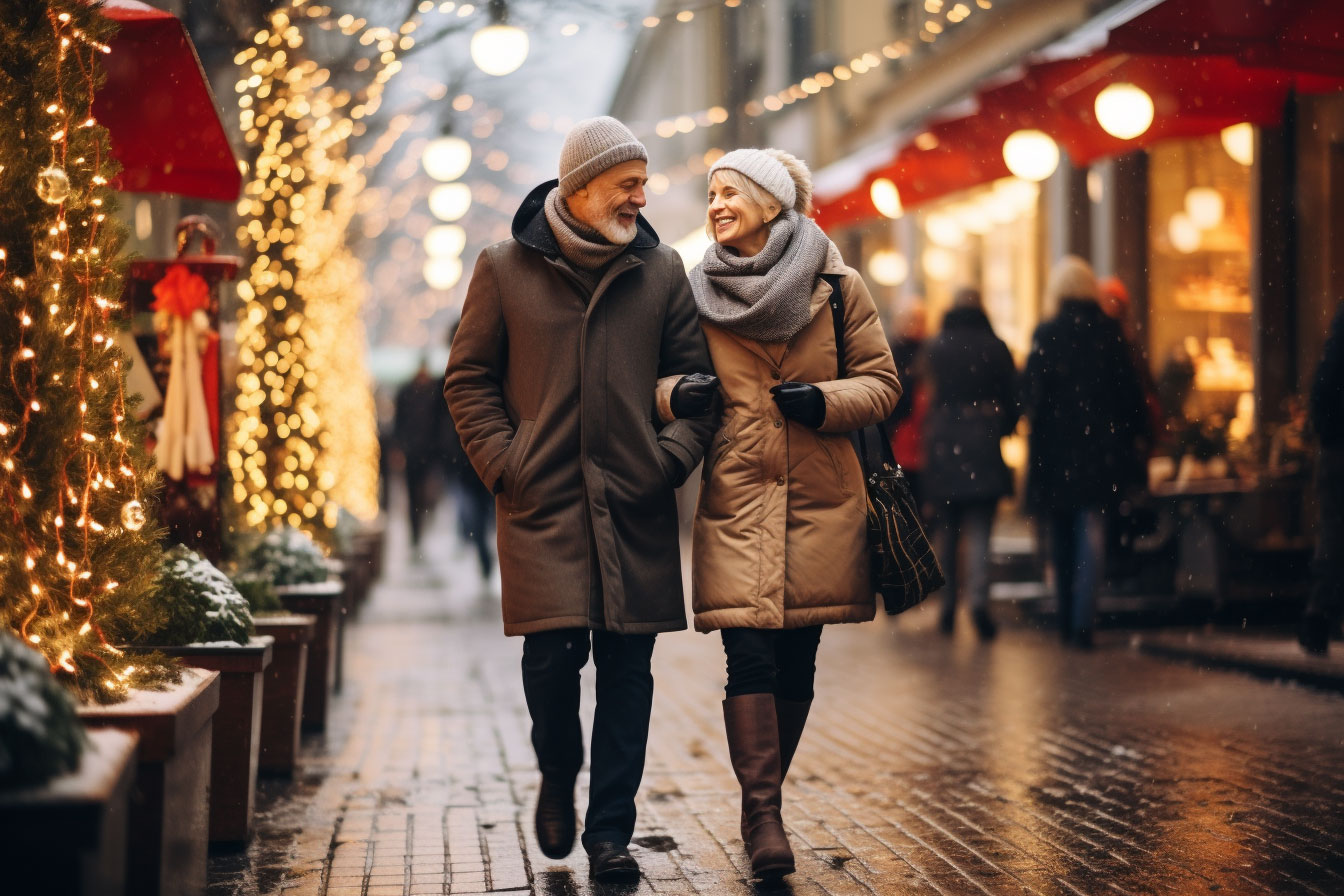 Starsza para podczas spaceru